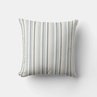 Soft Watercolour Vertical Stripe Pattern in Blue Throw Pillow