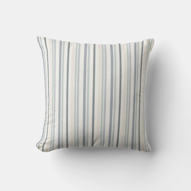 Soft Watercolour Vertical Stripe Pattern in Blue  Throw Pillow (Front)