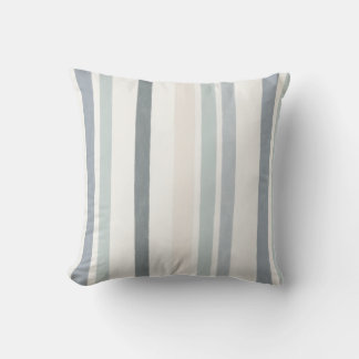 Soft Watercolour Vertical Stripe Pattern in Blue Throw Pillow
