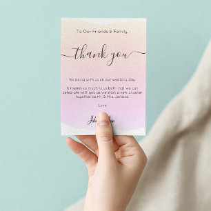Soft watercolour Wedding thank you Table Card