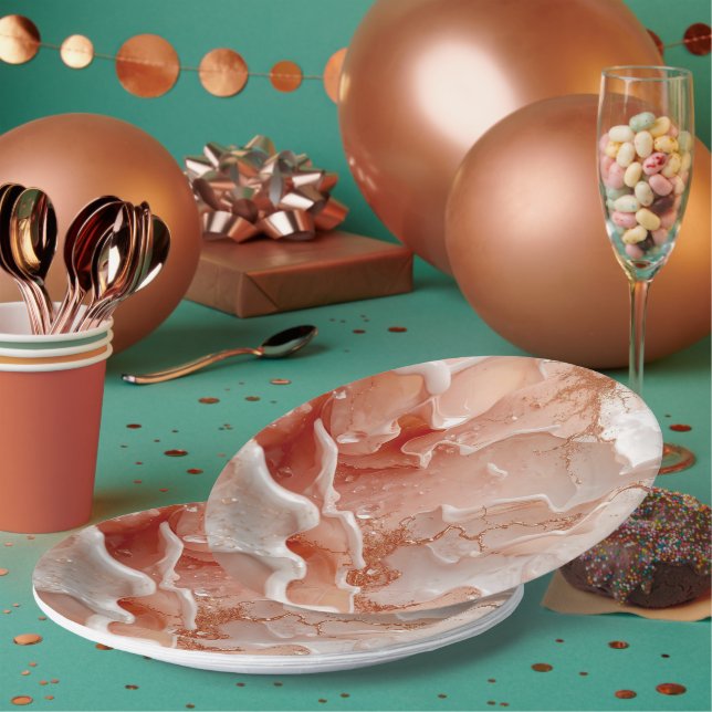 Soft Waves & Golden Lines Paper Plates (Multi)