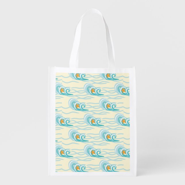 Soft Waves Pattern Reusable Grocery Bag (Front)