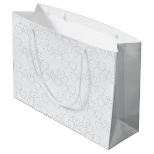 Soft Wedding Silver Heart Charms on White Large Gift Bag