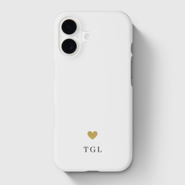 Soft White and Gold Heart Custom Monogram Case-Mate iPhone Case (Creator Uploaded)