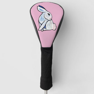 Soft White Bunny Rabbit Illustration Golf Head Cover