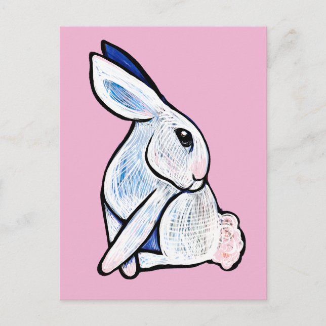 Soft White Bunny Rabbit Illustration               Postcard (Front)