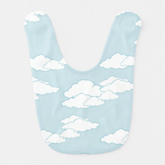 Soft, white clouds aqua sky baby bib