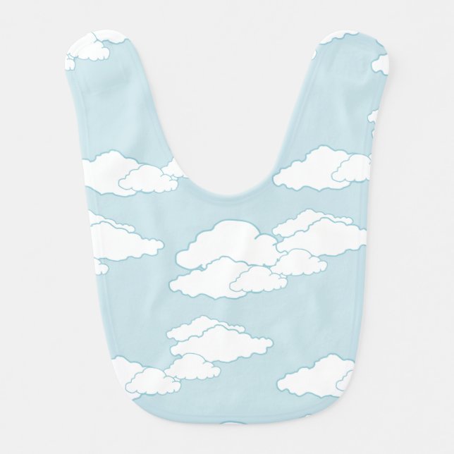 Soft, white clouds aqua sky baby bib (Front)
