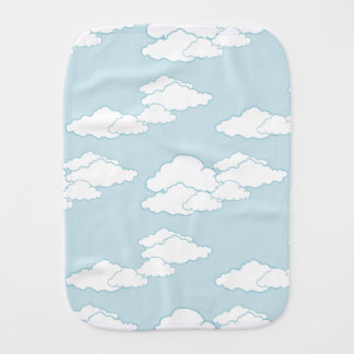 Soft, white clouds aqua sky baby burp cloth