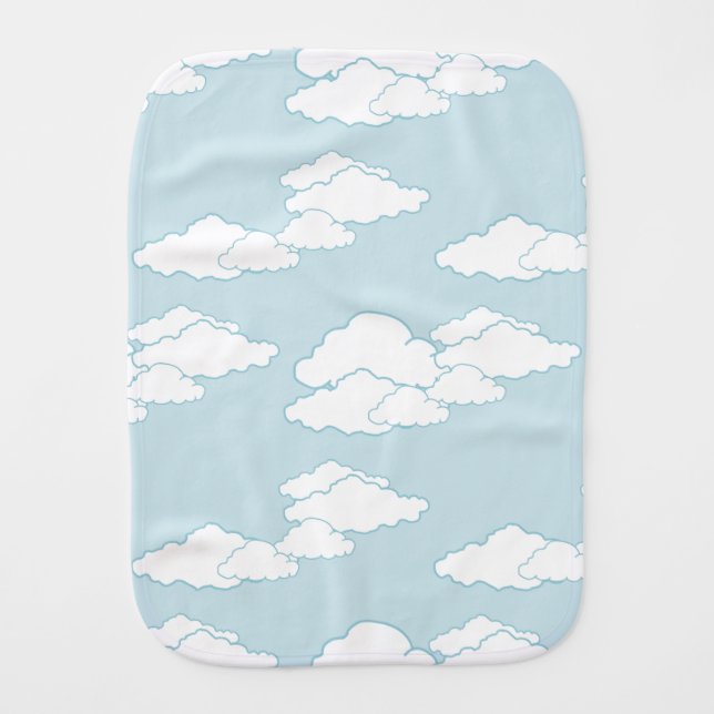 Soft, white clouds aqua sky baby burp cloth (Front)