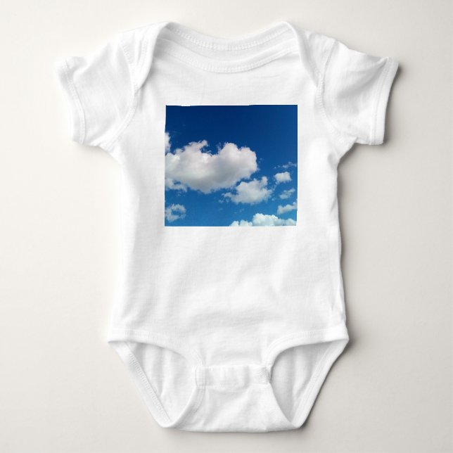 Soft white clouds baby bodysuit (Front)