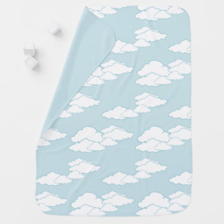 Soft, white clouds drift across a serene aqua sky baby blanket