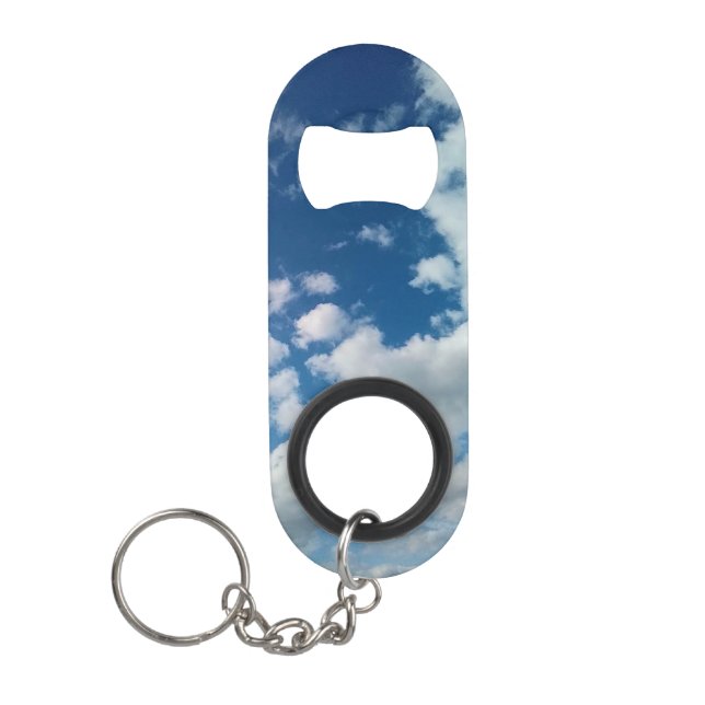 Soft white clouds keychain bottle opener (Front)