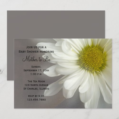 Soft White Daisy Baby Shower Invitation