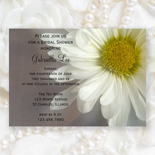 Soft White Daisy Bridal Shower Invitation