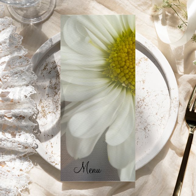 Soft White Daisy on Gray Wedding Menu (Creator Uploaded)