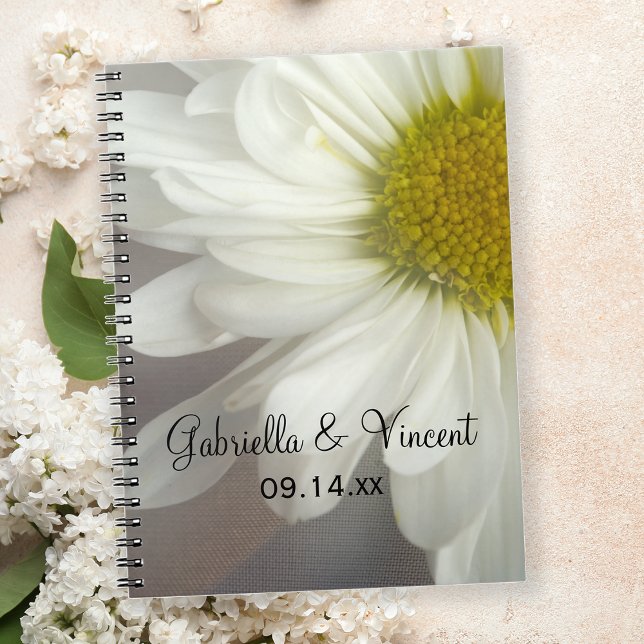 Soft White Daisy on Gray Wedding Notebook (Creator Uploaded)
