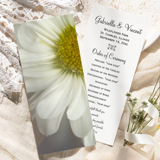 Soft White Daisy on Gray Wedding Programs (Creator Uploaded)