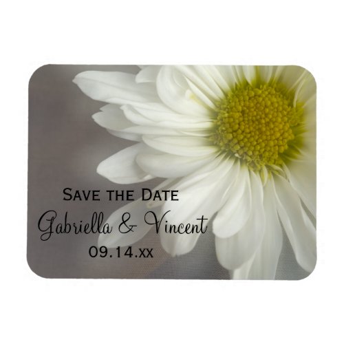 Soft White Daisy on Gray Wedding Save the Date Magnet