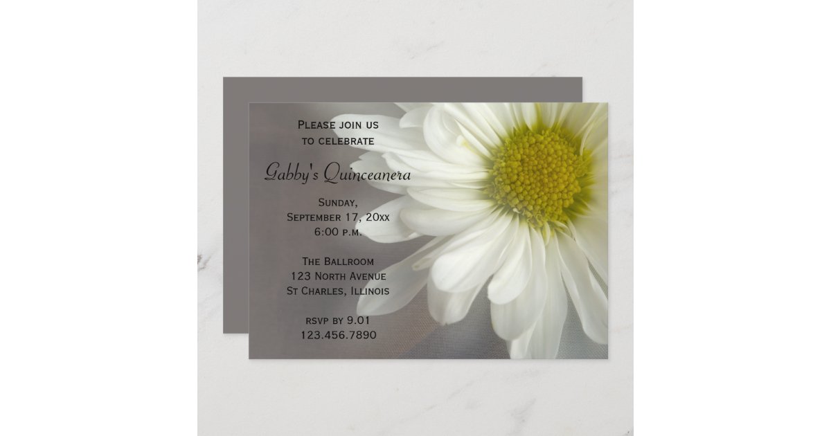 Soft White Daisy Quinceanera Invitation | Zazzle