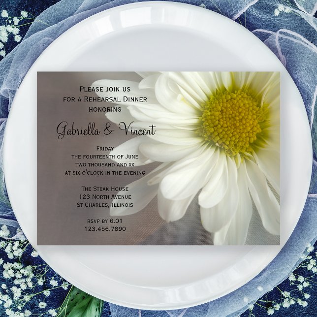 Soft White Daisy Wedding Rehearsal Dinner Invitation (Creator Uploaded)