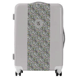 Soft White Granite Pastel Dots with Monogram Luggage