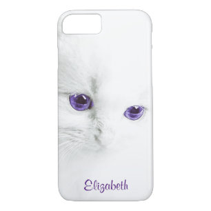 Soft White Kitten with Purple Eyes Personalized iPhone 8/7 Case