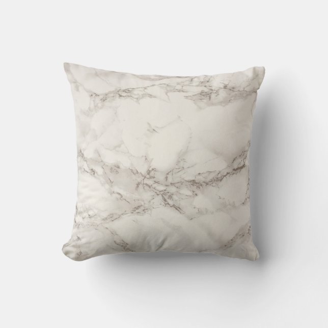 Soft White Marble Pattern Throw Pillow (Front)