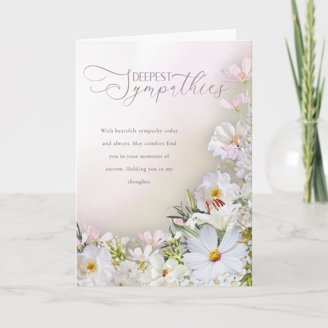 Soft White & Pastel Floral Deepest Sympathies Card (Front)
