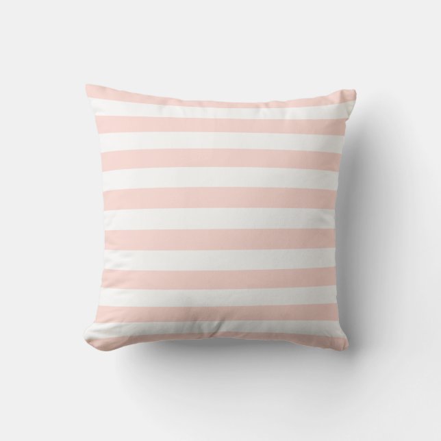 Soft White & Pastel Pink Lines Pattern Throw Pillow (Front)