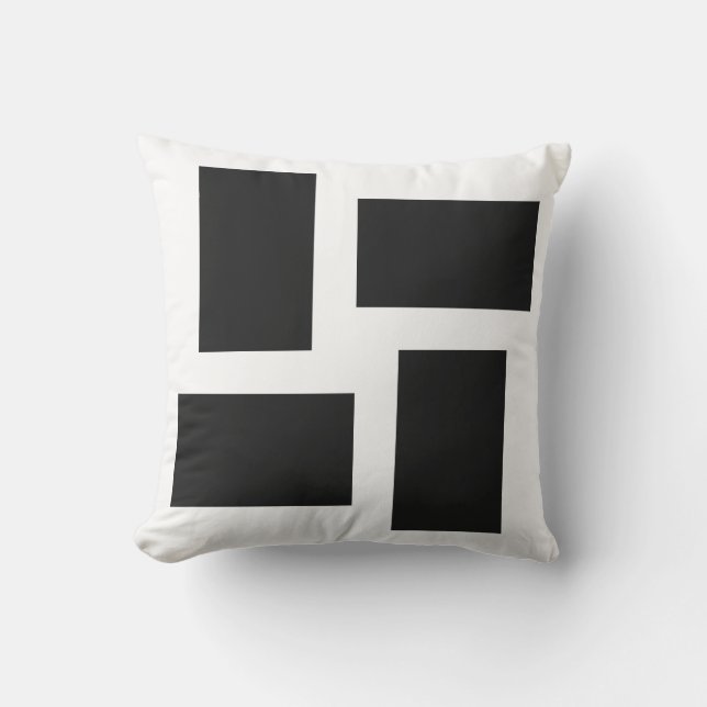 Soft White & Pitch Pastel Abstract Design Throw Pillow (Front)