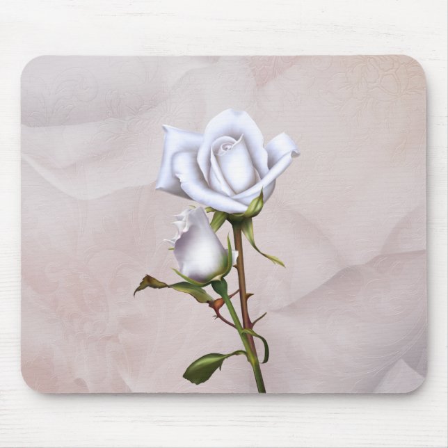 Soft White Roses Elegant Shabby Chic Mouse Pad (Front)