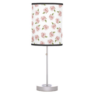 SOFT WHITE WITH TINY PINK ROSES  TABLE LAMP