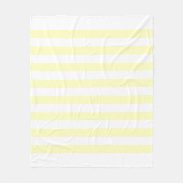 Soft White & Yellow Pastel Lines Pattern Fleece Blanket (Front)