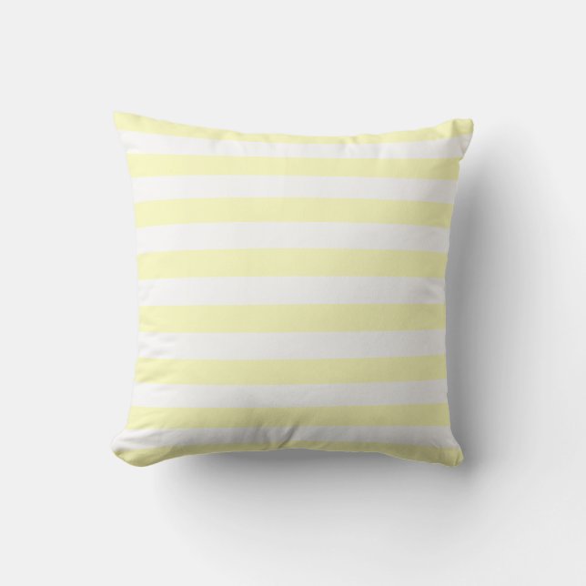 Soft White & Yellow Pastel Lines Pattern Throw Pillow (Front)