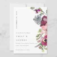 SOFT WILD PURPLE LILAC FLORAL SAVE THE DATE CARD