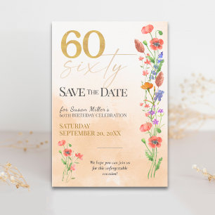 Soft Wildflower 60th Birthday - 60 Years Save The Date