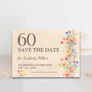 Soft Wildflower 60th Birthday Elegant Party Save The Date