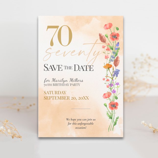 Soft Wildflower 70th Birthday Celebration Save The Date (Creator Uploaded)