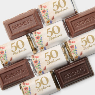 Soft Wildflower 70th Birthday Party Chocolates Hershey's Miniatures