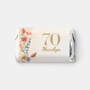 Soft Wildflower 70th Birthday Party Chocolates Hershey's Miniatures
