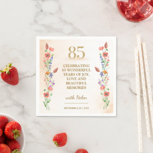 Soft Wildflower 85th Birthday Party Decor Napkins