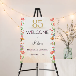 Soft Wildflower 85th Birthday Welcome Foam Board