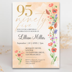 Soft Wildflower 95th Birthday For Her - 95 Years Invitation