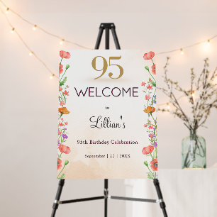 Soft Wildflower 95th Birthday Welcome Foam Board