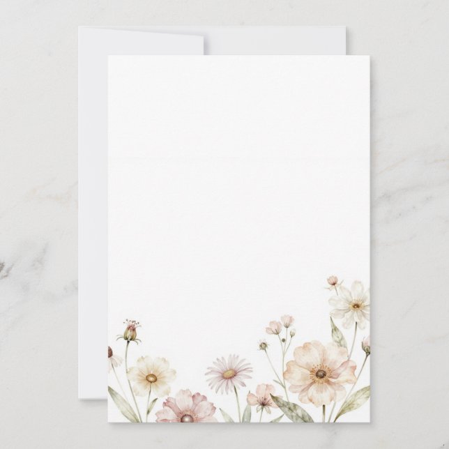 Soft Wildflower Border Watercolor Background Invitation (Front)
