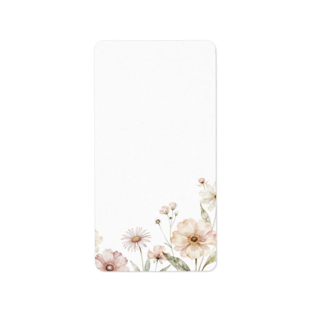 Soft Wildflower Border Watercolor Background Label (Front)