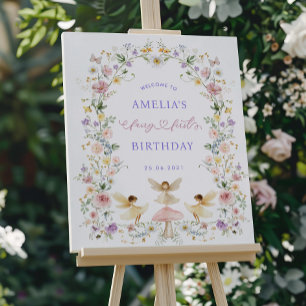 Soft Wildflower Fairy First 1st Birthday Welcome  Foam Board