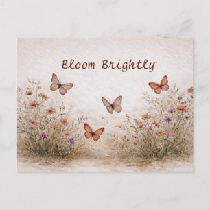 Soft Wildflower Meadow Butterflies Watercolor Postcard