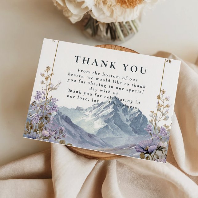 Soft Wildflower Mountain Wedding Thank You Card (Creator Uploaded)